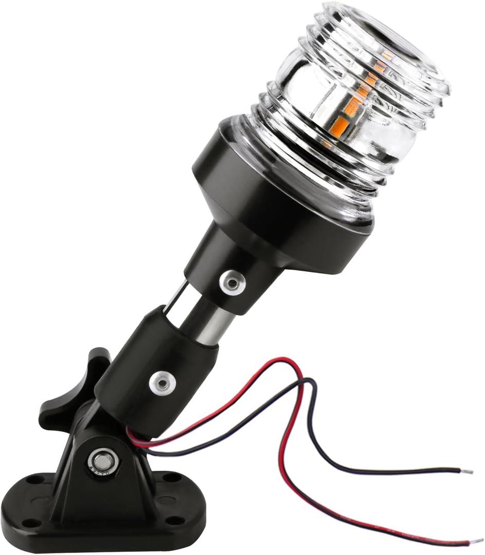 Marinexplore Boat Anchor Light, White LED Stern Light for Boat - 3 Nautical Mile Bimini Top - Pontoon - All Round - 1224V, 6''