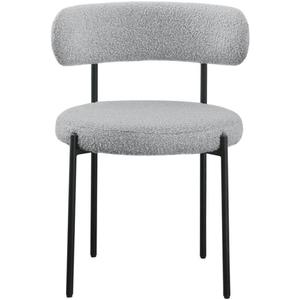 Meridian Furniture 880Grey-C Beacon Collection Modern | Contemporary Boucle Fabric Upholstered Dining Chair with Matte Black Metal Frame, 22" W x 21" D x 30" H, Grey, Set of 2