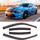 in-Channel Window Rain Guards for 2011-2023 Dodge Charger, Window Visor Guard Vent Wind Shade Deflector Rain Shield Protector Sun Visor 2012 2013 2014 2015 2016 2017 2018 2019 2020 2021, 4PCS