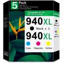 940 XL 940XL Ink Cartridges Combo Pack High-Yield Replacement for HP 940 940XL Ink Cartridge for OfficeJet Pro 8000 8500 8500A Plus A909a A809a A910a Printer Ink 5-Pack (2 Black, Cyan Magenta Yellow)
