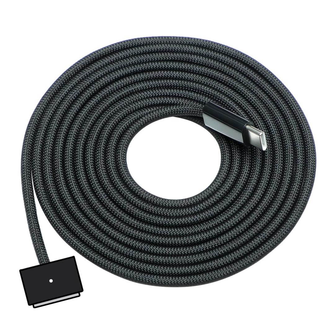 DERLULU Magnetic Charger Cable for MacBook Air & Pro, 6.6FT USB-C to Magnetic Cable Compatible with Air 13"/15" M2M5 & Pro 14"/16" 20212026, Black