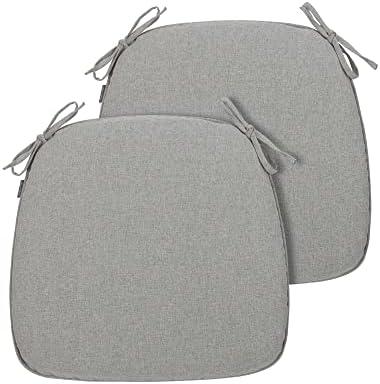Magpie Fabrics 17"x16"x2" U-Shape Chair Cushions with Ties 2 Count, Outdoor Indoor Waterproof All Weather Seat Pads Decoration for Patio Garden Dining Office - Warm Gray