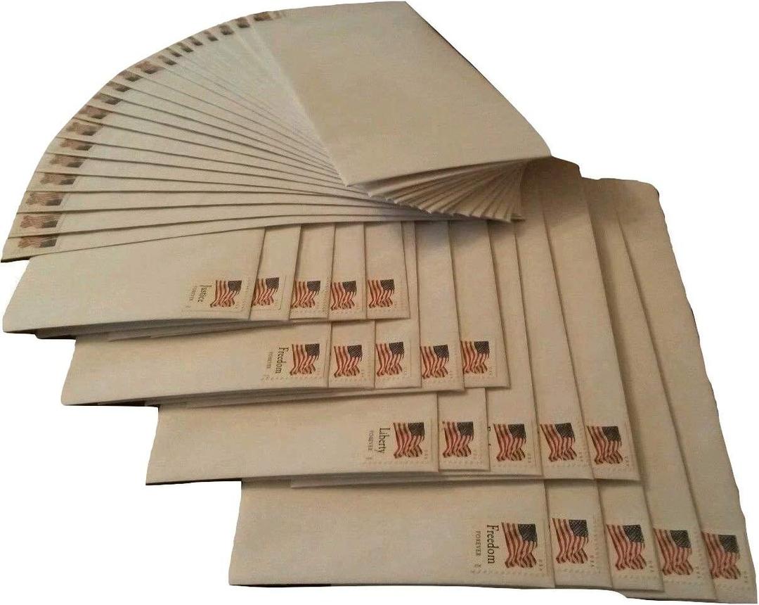 20 Forever Stamped Envelopes - #10 Self Seal Security Envelopes (4-1/8 x 9-1/2 inch) (One Pack) (Stamp Design Varies)