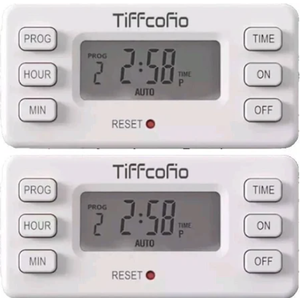 TiFFCOFiO Indoor 15A/1875W Digital Light Programmable Outlet Timer 2 Prong Plug