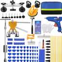 97PCS Auto Body Dent Repair Tool Kit, Paint-Friendly Dent Repair Kit with Golden Lifter, Slide Hammer T-bar Dent Puller, Bridge Puller, Suction Cup and Glue Gun for Car Dent Remove Tools Kit