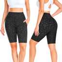 GROTEEN 8'' Biker Shorts Women with Pockets - High Waisted Tummy Control Yoga Workout Running Gym Spandex Shorts (Black, XL)