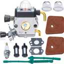 FS55 Carburetor, Easy-start FS 55 Carb with Rebuild Kit, Premium FS55R FS45 FS38 HL45 Carburetor for ZAMA STIHL String Hedge Trimmer Weed Eater Parts with Fuel Line Kit