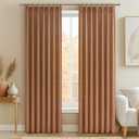 Burnt Orange Fall Sheer Curtains for Living Room/Bedroom 84 Inch Length 2 Panels Set, Light Filtering Privacy Linen Heavy Drapes Terracotta Rust Pinch Pleated Funky Halloween Curtain