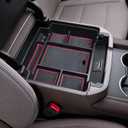 EDBETOS Center Console Organizer Tray for 2021-2026 Chevy Tahoe/Suburban and 21-2024 GMC Yukon Accessories, Fit Standard Console with Charging Socket Only, NOT for Power Sliding Console, Red