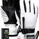 Hikenture Ski Gloves for Men & Women, 3M Thinsulate Waterproof Snow Gloves, Insulated Touchscreen Snowmobile Gloves for Cold Weather, Windproof Warm Skiing Gloves with Pocket (Medium, White)