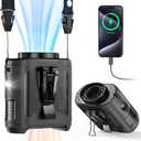 10000mAh Portable Waist Fan, Father Day Gifts for Husband Dad, Blue Collar Worker Belt Clip Fan with Light, Essentials for Camping Gardening, 40H 16000RPM Rechargeable Cooling Gadgets for Men 2026 (Black)