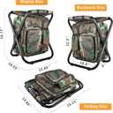 Kikerike Folding Stool Backpack Insulated Cooler Bag, Collapsible Camping Hunting Fishing Multifunction Chair with Front Pocket and Bottle Pocket for Outdoor Events, Hiking, Travel, Beach
