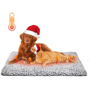Nobleza Self Heating Pet Pad, Super Soft Thermal Dog Crate Bed Mat for Sleeping, Washable Anti-Slip Self Warming Cat Kennel Pad for Small Medium Large Cats Dogs Indoor Outdoor (LightGray, L) (45.3"L x 27.5"W x 1.0"Th)
