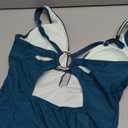 SUUKSESS Women One Piece Tummy Control Swimsuit Deep V Neck Cutout Bathing Suit (Medium, Peacock Blue)