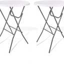 Lakhow 2 Pack Cocktail Table 28in Folding Round High Top Indoor Outdoor with Removable Legs, Tall Bistro Foldable Bar Height Table for Parties, Patio, Backyard, Dining Room, Events, White, 28''×43''/2PC