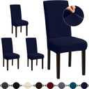 Sufdari Dining Room Chair Covers Set of 4, Navy Blue, Non-Slip Spandex Stretch Dining Chair Slipcovers for Hotel (Large)