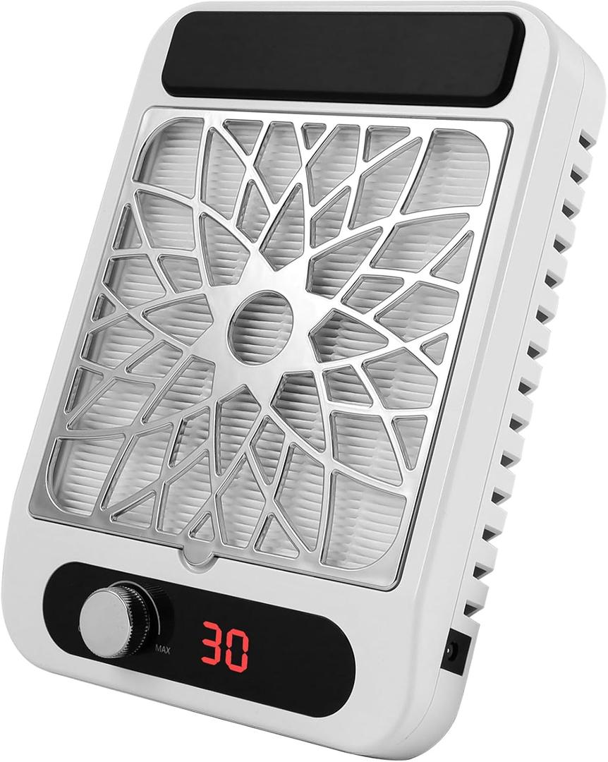 Nail Dust Collector Vacuum for Nail Techs Powerful Suction, Quiet 3-Speed Fan, Reusable HEPA Filter, One-Knob Control, Compact Portable for Gel/Acrylic Nails, Salon & Home