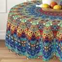 Boho Round Tablecloth 70 inch, Bohemian Circle Table Cloth Decor for Home Kitchen Dining