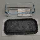 KIVY Butter Dish (Black Marble & Glass) - For Countertop and Refrigerator Door Shelf - Marble Butter Keeper - Stone Butter Dish - Glass Butter Dish with Lid - Dishwasher Safe