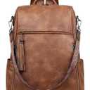 FADEON Leather Laptop Backpack for Women Designer 15.6 inch PU Laptop Bag, Ladies Travel Computer Work Backpack Brown