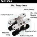 1PC Stainless Steel 304 Hidden Hinge,Silent Close Invisible Mounting Folding Door Hinge Door Furniture Hardware with Screws (5 #(25X118mm) ,1PC)