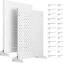 Pegboard Smith 2-Pack Metal Tabletop Pegboard Display Stand for Craft Shows  12"x16" Tabletop Peg Board Display with 24 Hooks for Jewelry (Milky White)
