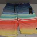 Quiksilver Boys' Boardshorts with UPF 50+ Sun Protection, Quick Dry Swim Shorts (14, Navy Stripe)