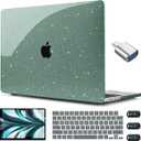 CISSOOK for MacBook Air 13.6 inch Case Glitter 2022 2023 2024 2025 2026 Release A2681 A3113 A3240 Model, Midnight Green Glitter Hard Shell Case with Keyboard Cover for MacBook Air 13.6 M2 M3 M4