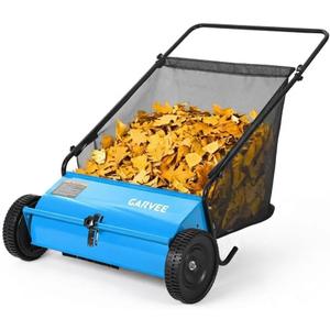 26 Inch Push Lawn Sweeper, 7 Cu. ft Grass Cutter, 4 High-Speed Spinning Brushes, Durable Steel Construction, Walk-Behind Leaf & Grass Collector for Yard Cleanup