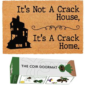 Funny Coir Doormat Welcome Front Porch Decor Mat for The Entrance Way Rugs with Heavy-Duty PVC Backing Non Slip Outdoor Coir Matt 23.6 x 15.7 inch (It's Not A Crack House It's A Crack Home)