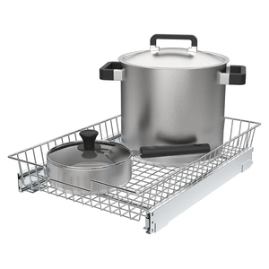 Pull Out Cabinet Organizer, 11”W x 21”D - Requires At Least 12” Cabinet Opening, Heavy Duty Metal Wire Cabinet Drawers Slide Out For Kitchen, Bathroom, Chrome