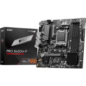 MSI PRO B650M-P V1 Motherboard, Micro-ATX - Supports AMD Ryzen 9000/8000 / 7000 Series Processors, AM5 - DDR5 Memory Boost 6000+MHz/OC, 1 x PCIe 4.0 x16, 2 x M.2 Gen4, 2.5G LAN