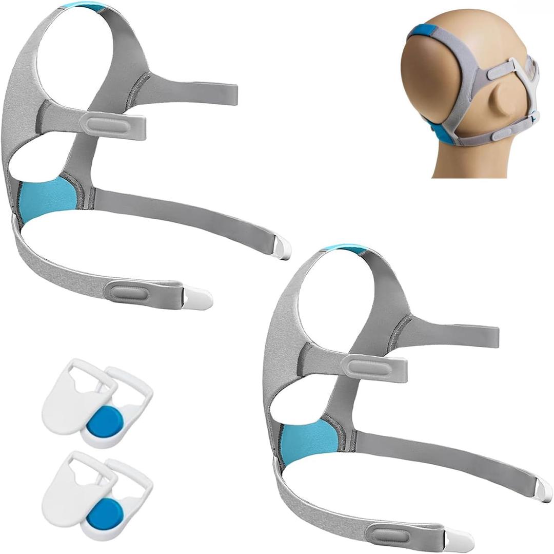 2-Pack Replacement Headgear Strap for N20 Nasal Pillow CPAP Mask, LALASTAR CPAP Headgear Compatible with N20, Adjustable Headband with Clips, Medium Size