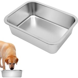 Kichwit 1.8 Gallons Large Dog Bowl Food Grade Stainless Steel Pan, Dishwasher Safe