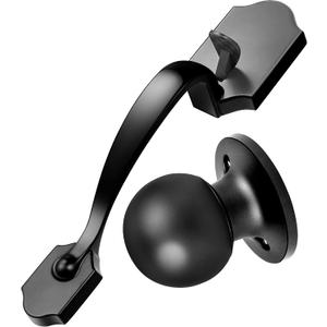 Front Door Handleset, Entry Door Handle Set with Cove Knob for Right and Left Handed Sided Doors, Interior and Exterior Entrance Passage Lock, Lower Half Grip, Matte Black