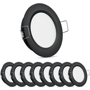 8 Pack 12 Volt LED Puck Light RV Recessed Mount Ceiling Light 2.75 12V Down Light for Camper Van Truck Boat Interior Ceiling Kitchen Cabinet Lighting CRI 93 (Black/Cool White)