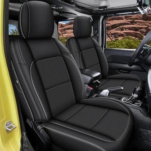 AOMSAZTO Custom Fit Seat Covers for Jeep Wrangler 2-Door 2007-2010 Black | Full Set,Faux Leather,Waterproof,Airbag Compatible,Durable Fabric,Ideal for Pets and Families,Seat Cover for Wrangler JK