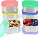 SOPHICO Stainless Steel Snack Containers for Kids, 8 oz Small Food Storage Container with Silicone Lid - Perfect 304 Metal Toddler Lunch Box for Daycare and School, Leak Proof (6 Pack)
