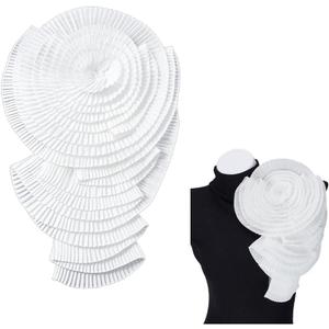 NBEADS 3D Large Flower Appliques, Pleated Large Flower Appliques Chest Flower Appliques Embroidered Repair Patch for Women Dress Clothing Handmade Fabric Stickers, White, 14.5x9.05inch