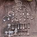 Vsnnsns 16G Lip Rings Stainless Steel Horseshoe Snake Bite Monroe Labret Medusa Lip Piercing Jewelry Tragus Daith Forward Helix Conch Cartilage Earrings Studs Piercing Jewelry for Women Men 16 Gauge (Silver)