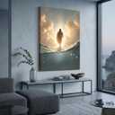 RDXLTOFO Jesus Walking on Water Canvas Wall Art Christian Faith Religious Picture Prints Inspirational Jesus Artwork for Home Church Prayer Room Home Decor Ready to Hang, 36"L x 24"W