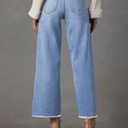 Bbkkuck Women's High Waisted Wide Leg Cropped Jeans Light Blue (Blue, XXL)