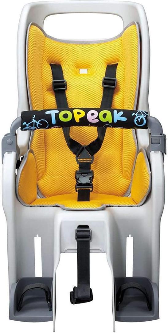 Topeak BabySeat II (Without Rack)  Bike Seat with Wrap-Around Protection, Dual Suspension System, Adjustable Harness & Footrests, Roll Bar Handle, CPSIA, Durable Polymer Frame