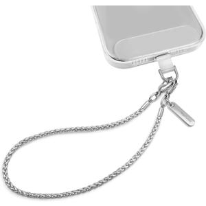 Phone Charm Strap Metal Chain Wristlet for iPhone case Hands-Free Phone Wrist Strap with 2 Tether Tabs Anti Theft strap for Women & Girls Travelling & Parties(Silver)
