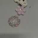 2Pcs Fashion Rhinestone Flower Hair Scrunchies Beaded Bracelet Hair Ties Bands for Women Girls Ponytail Holder