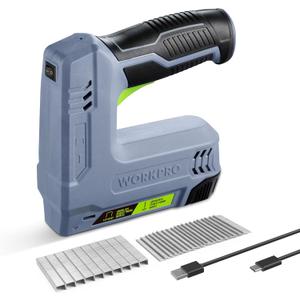 WORKPRO 3.6V Power Electric Cordless 2-in-1 Staple and Nail Gun, 2.0Ah Battery Powered Stapler for Upholstery, Crafts, DIY, Including USB Charger Cable, 2000PCS of Staples and Nails, Grey (Gray)