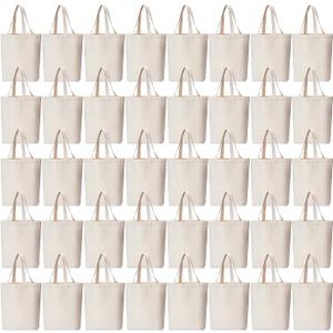 Pinkunn 100 Pcs Canvas Bags Bulk - Natural Cotton Bags with Handles Plain Polyester for Crafting DIY