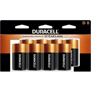 Duracell Coppertop D Batteries, 8 Count Pack, D Battery with Long-lasting Power, All-Purpose Alkaline D Battery for Household and Office Devices