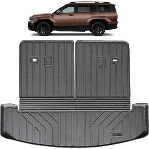 Large Trunk Mat Backrest Protection for All-New 2024-2025 Hyundai Santa FE,TPE All Weather Protection Car Cargo Liners Interior Accessories-Black