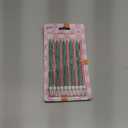 xo, Fetti Pink + Green Glitter Cake Candles, Tall Thin - 10 Pcs | Birthday Party Supplies, Bachelorette Cake Decor, Cupcake Topper, Fun Dessert Decorations